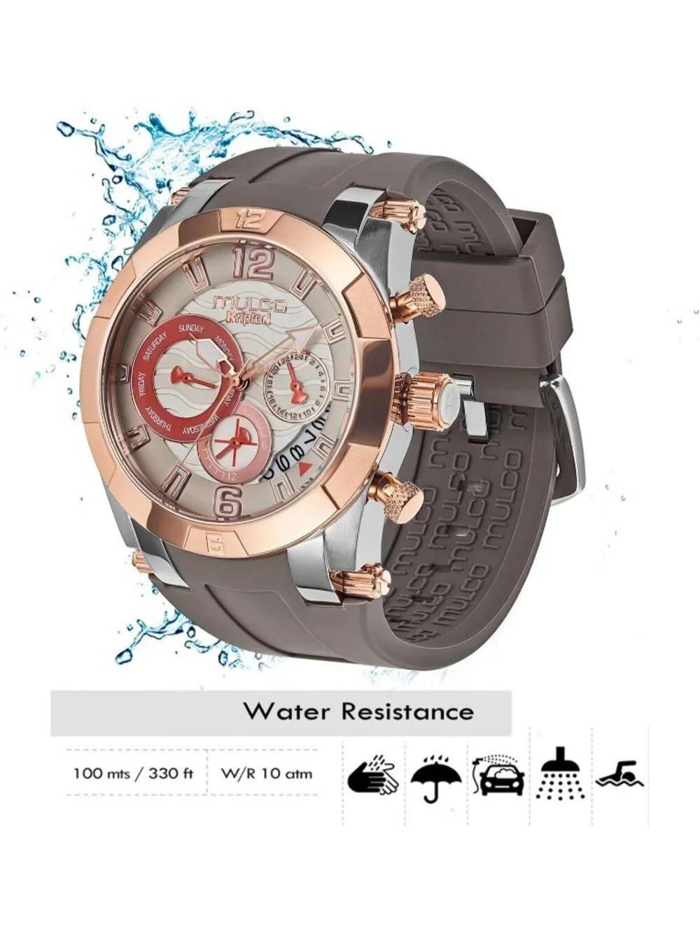 Women's Brown Rose Gold Large Face Waterproof Stainless Steel Quartz Watches